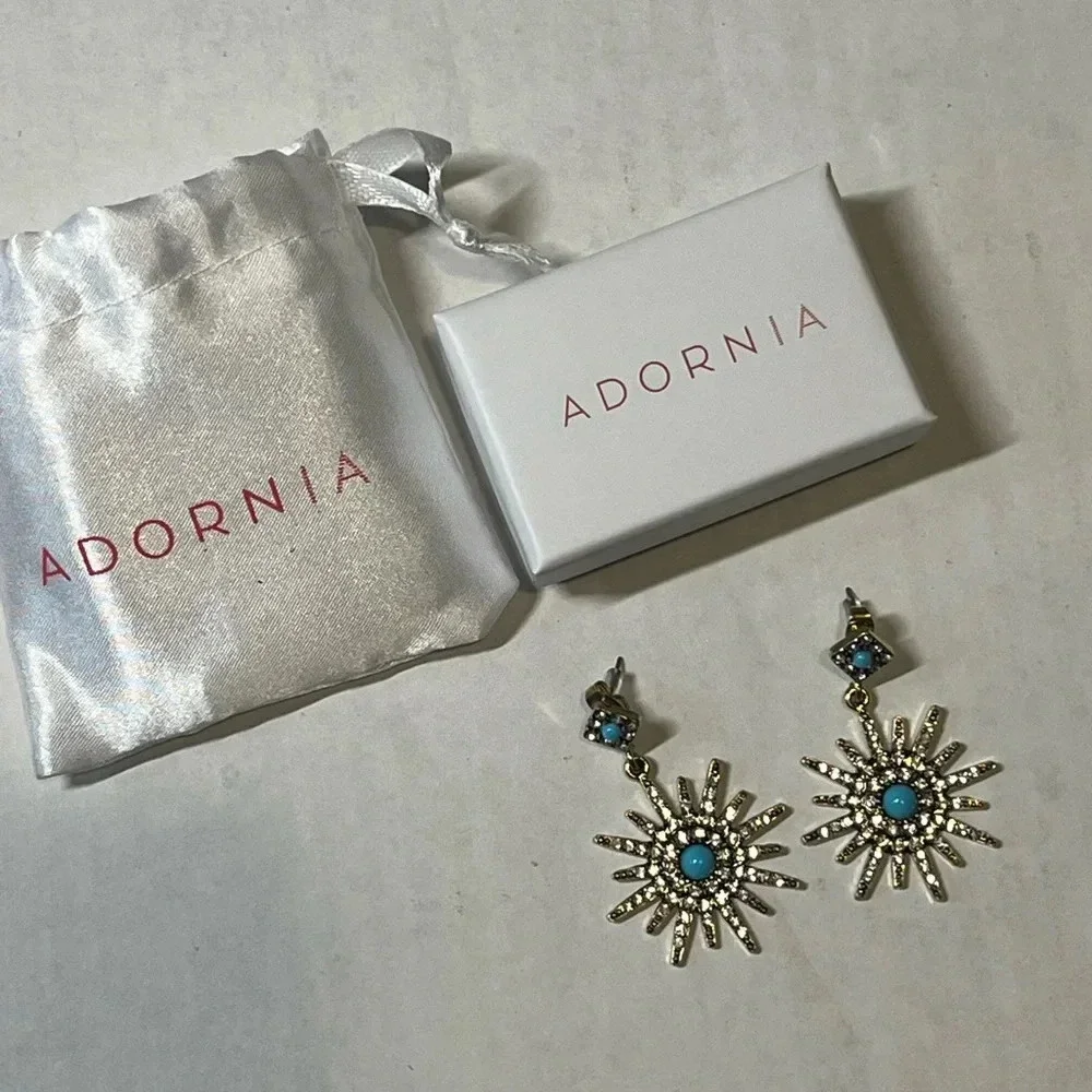 Adornia Blue/Silver Starburst Crystal Earrings‎
